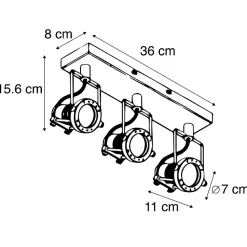 Spot industriel noir 3 lumières - Suplux