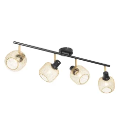 Spot industriel noir avec or 4 lumières - Bliss Mesh