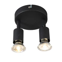 Spot industriel noir inclinable rond 2 lumières - Jeany