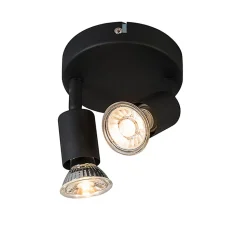 Spot industriel noir inclinable rond 2 lumières - Jeany