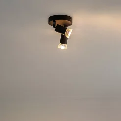 Spot industriel noir inclinable rond 2 lumières - Jeany