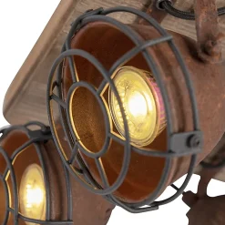 Spot intelligent marron rouille avec bois avec 4 WiFi GU10 - Gina