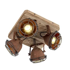 Spot intelligent marron rouille avec bois avec 4 WiFi GU10 - Gina