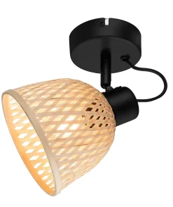Spot intérieur noir et aspect fibre naturelle E14 220 - 240 V GoodHome Calume