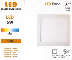 Spot Led Carré Encastrable Extra Plat 5w Blanc Neutre 4000k encastrement 70 x 70