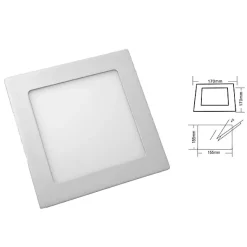 Spot Led Carré Encastrable Extra Plat 12w Blanc Chaud 3000k encastrement 155 x 155
