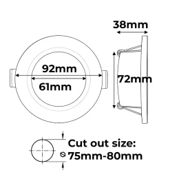 Spot LED encastré rond 5W, IP44, température de couleur réglable, blanc.