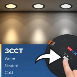 Spot LED Encastré 9W 780 lm IP20 3CCT 3000K/4000K/6500K rond noir downlight LED encastrable ALEXIS HOROZ