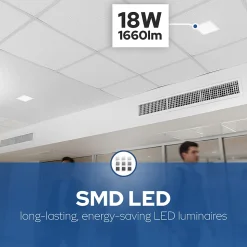 Spot LED Encastré 18W 1660 lm IP20 3CCT 3000K/4000K/6500K carré blanc downlight LED encastrable ALEXIS-SQ HOROZ