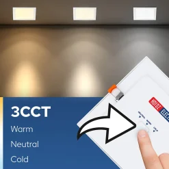 Spot LED Encastré 18W 1660 lm IP20 3CCT 3000K/4000K/6500K carré blanc downlight LED encastrable ALEXIS-SQ HOROZ