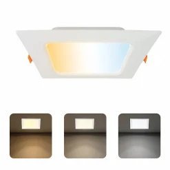 Spot LED Encastré 18W 1660 lm IP20 3CCT 3000K/4000K/6500K carré blanc downlight LED encastrable ALEXIS-SQ HOROZ
