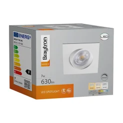 Spot LED encastrable 3en1 carré blanc 7W IP20 Dimmable