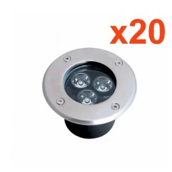 Spot LED Encastrable Extérieur IP65 220V Sol 3W 80 degrés (Pack de 20) - Blanc Froid 6000K - 8000K - SILAMP