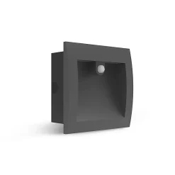 Spot LED Encastrable Mural - 140x140mm - 6,5W - Détecteur IR - Alu & Verre