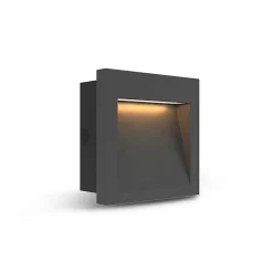 Spot LED encastrable mural - 90x90mm - 3W - 3000K - Aluminium/Verre