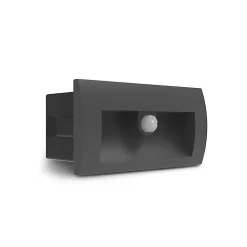 Spot LED Encastrable Mural - 140x70mm - 6,5W - Détecteur IR - Alu & Verre