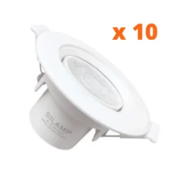 Spot LED Encastrable Orientable Rond Blanc 8W (Pack de 10) - Blanc Froid 6000K - 8000K - SILAMP