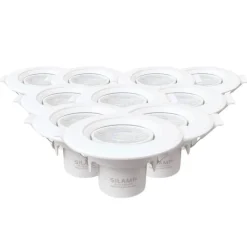 Spot LED Encastrable Orientable Rond Blanc 8W (Pack de 10) - Blanc Chaud 2300K - 3500K - SILAMP