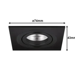 Spot LED Encastrable Orientable 5W Carré Noir SMD - Blanc Chaud 2300k - 3500k - SILUMEN