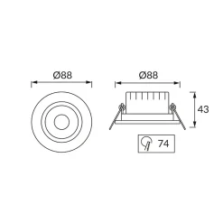 Spot LED Encastrable Orientable 5W Rond Noir SMD - Blanc Neutre 4000K - 5500K - SILAMP