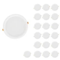 Spot LED Encastrable Plat Étanche 20W BLANC Transformateur Intégré (Pack de 20) - Blanc Chaud 2300K - 3500K - SILAMP