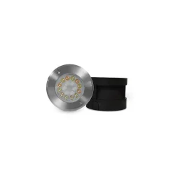Spot LED Encastrable Sol DC12-24V 9W 600lm 15 étanche IP68 Inox 304 150mm Rond - RGB+CCT - perçage 138mm
