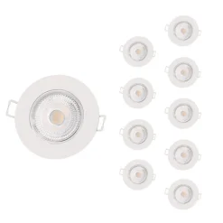 Spot LED Encastrable Étanche Rond 5W Blanc (Pack de 10) - Blanc Froid 6000K - 8000K - SILAMP