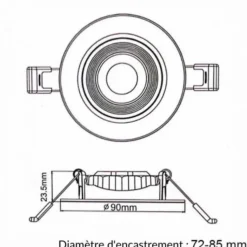 Spot LED Encastrable 5W 30 degrés Orientable - Blanc Neutre 4000K - 5500K - SILAMP