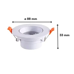 Spot LED Encastrable 7W BLANC Orientable 30 degrés Transformateur Intégré - Blanc Chaud 2300K - 3500K - SILAMP