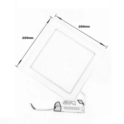 Spot LED Extra Plat Carré 24W Blanc (Pack de 10) - Blanc Froid 6000K - 8000K - SILAMP