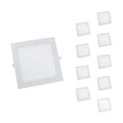Spot LED Extra Plat Carré 24W Blanc (Pack de 10) - Blanc Froid 6000K - 8000K - SILAMP