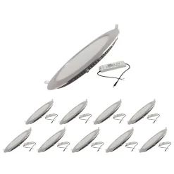 Spot LED Extra Plat Downlight Rond 12W ALU (Pack de 10) - Blanc Neutre 4200k - 5500k Silumen