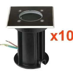 Spot LED Extérieur Encastrable Carré IP65 pour Ampoule GU10 (Pack de 10) - SILAMP