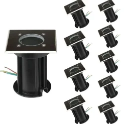 Spot LED Extérieur Encastrable Carré IP65 pour Ampoule GU10 (Pack de 10) - SILAMP