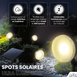 Spot LED Extérieur x8 avec panneau solaire inclus