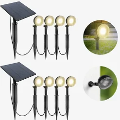Spot LED Extérieur x8 avec panneau solaire inclus