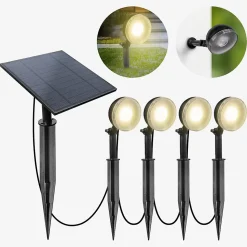 Spot LED Extérieur x4 avec panneau solaire inclus