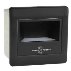 Spot LED mural carré noir avec détecteur micro-ondes 2W (Eq. 16W) 4200K Dim. 86x86mm