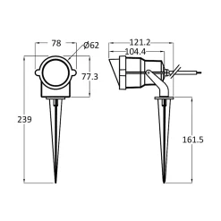 Spot LED Piquet 9W - Étanche IP65 - aluminium Gris