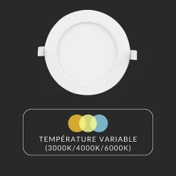 Spot LED Rond Extra Plat 9W 115mm Dimmable Température Variable - 3000K/4000K/6500K - SILAMP