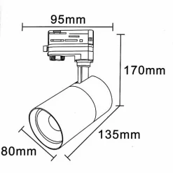 Spot LED sur Rail 30W 80 Compact Triphasé NOIR - SILUMEN