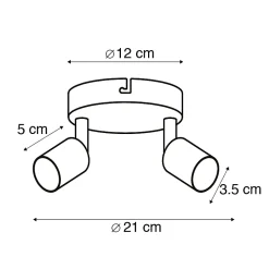 Spot moderne blanc inclinable rond 2 lumières - Jeany