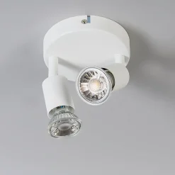 Spot moderne blanc inclinable rond 2 lumières - Jeany