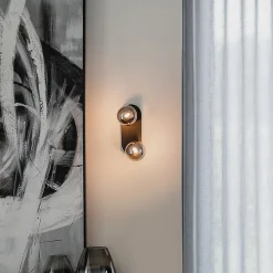 Spot moderne noir avec verre fumé 2 lumières - Athènes