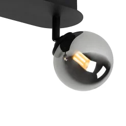 Spot moderne noir avec verre fumé 2 lumières - Athènes