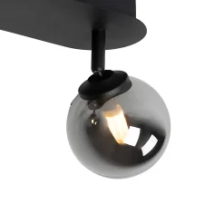 Spot moderne noir avec verre fumé 2 lumières - Athènes