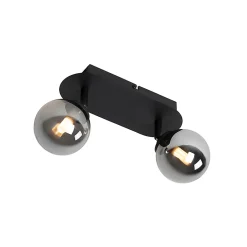 Spot moderne noir avec verre fumé 2 lumières - Athènes