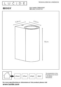 Spot mural BOOGY en aluminium avec 2xGU10 - Rouille - Lucide