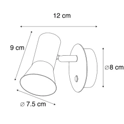 Spot mural orientable et inclinable en bronze avec interrupteur - Karin 1