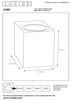 Spot mural ZARO en aluminium avec 1xGU10 - Noir - Lucide